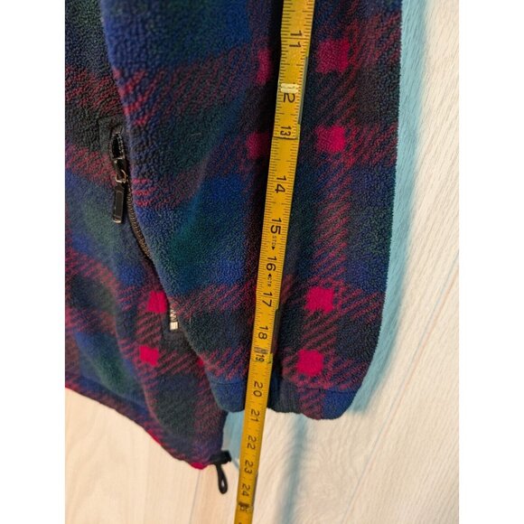 Vtg Eddie Bauer Fleece 1/4 Zip Pullover Women Small S Blue Red Plaid Long Sleeve - Picture 5 of 6
